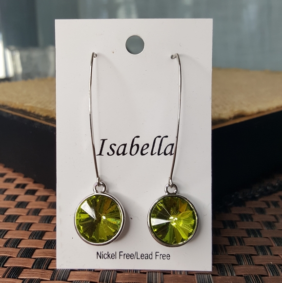 Emerald Green Hook Earrings - Picture 2 of 3